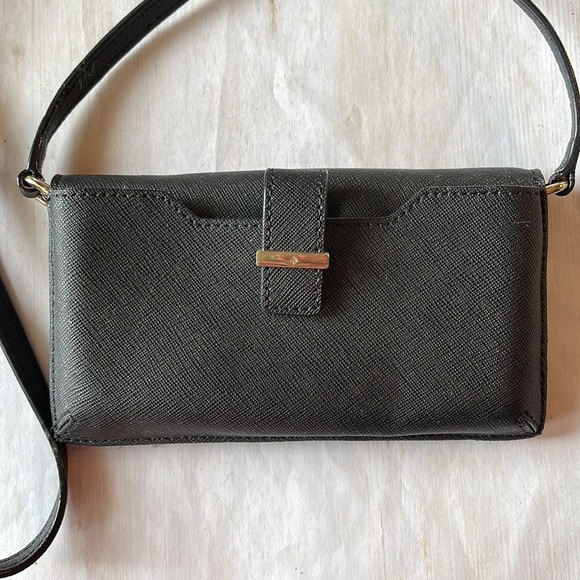 Kate Spade Crossbody Black Leather IPhone Case Wallet - Picture 6 of 11